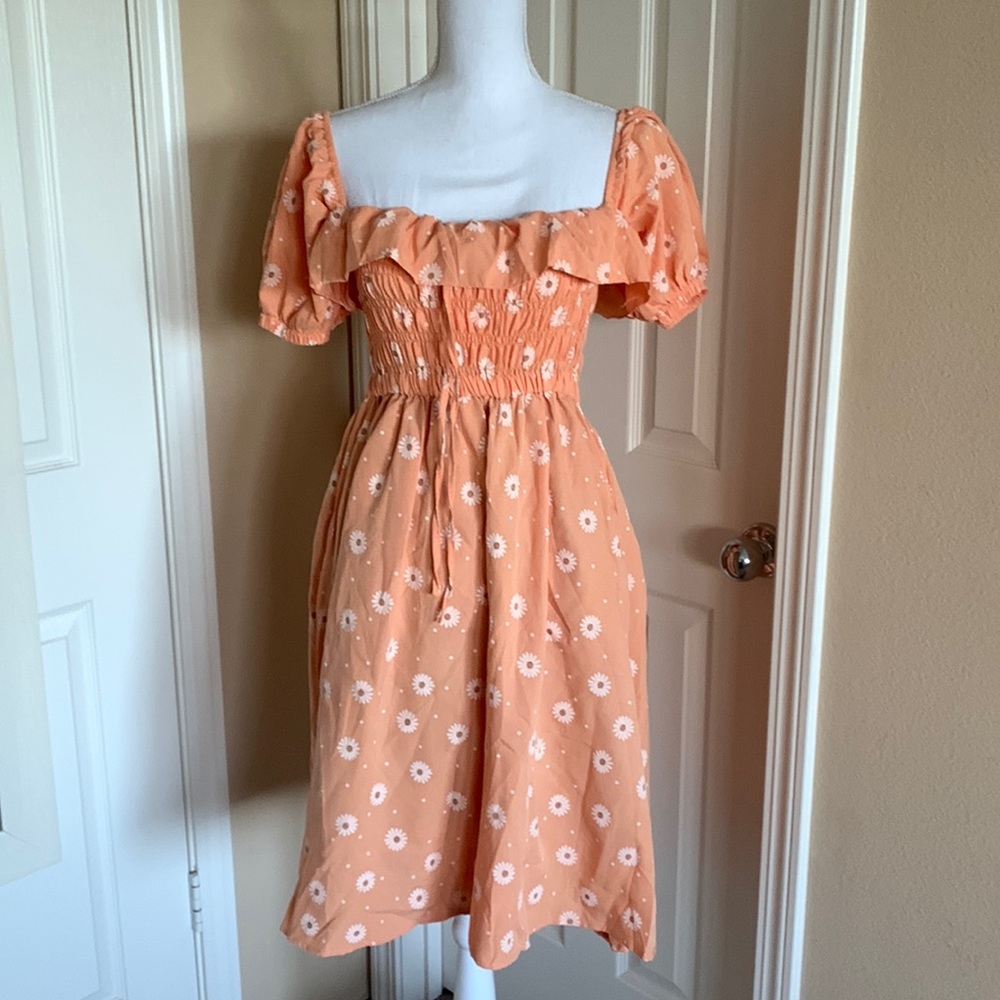 Orange flower dress small to large.